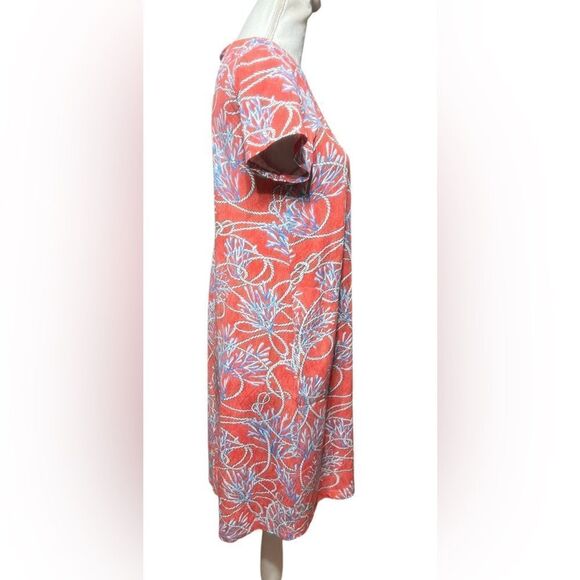 J. MCLAUGHLIN Smooth Stretch Swing Dress in Coral Sanibel Rope Size M - Picture 2 of 5